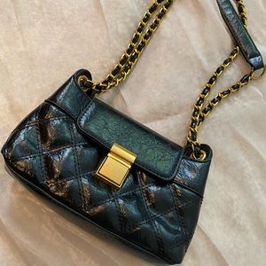 Black gold chic leather bag